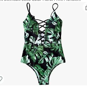 NWOT palm leaf boho one piece size M